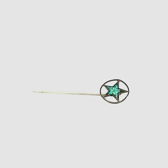 Vintage Estate Silver‎ & Inlaid Turquoise Open Star Stick Pin! 21 - Picture 1 of 6